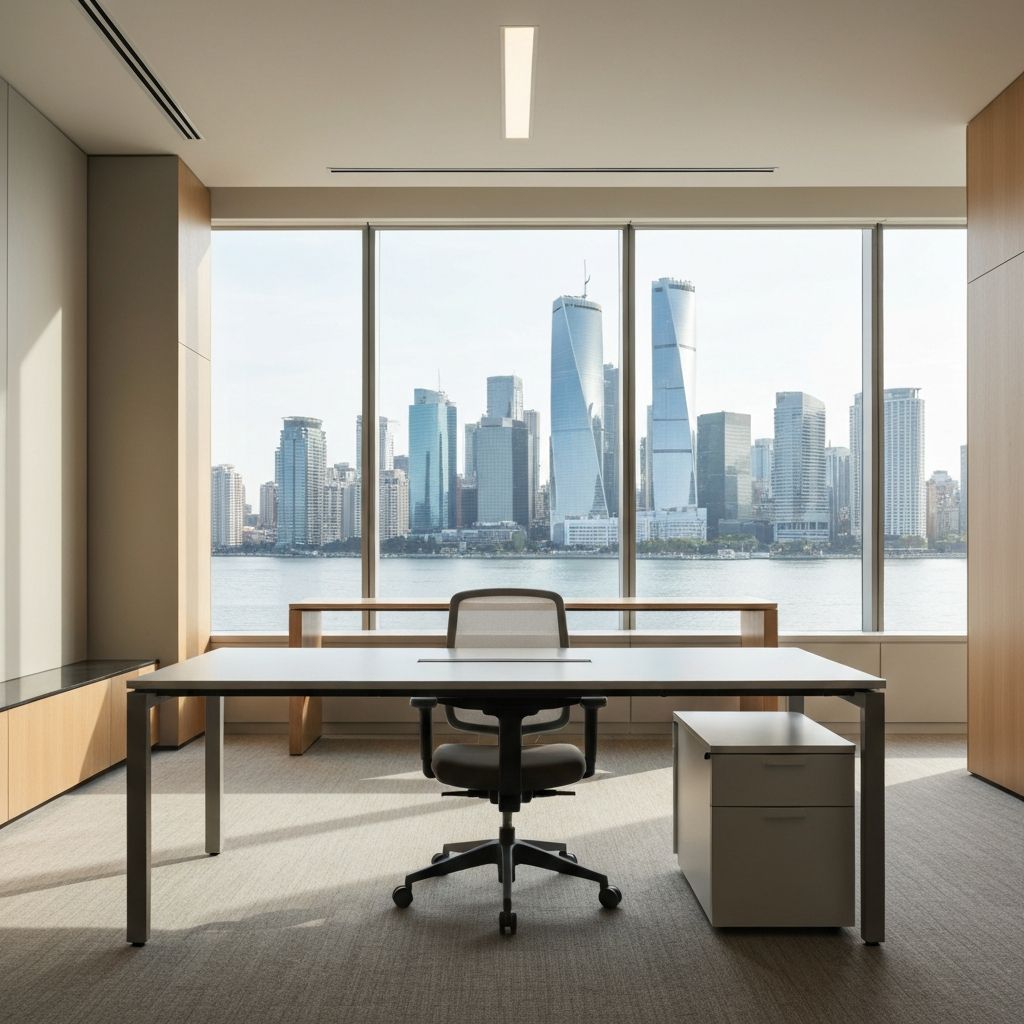 Modern professional office with waterfront views representing LORG Talent's Southbank Melbourne location